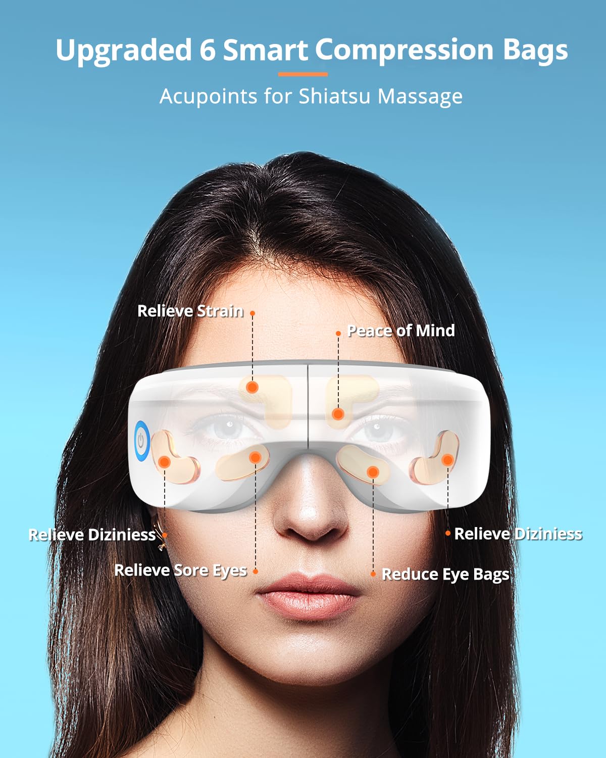 Latumab Eye Massager with adjustable headband for a comfortable fit.