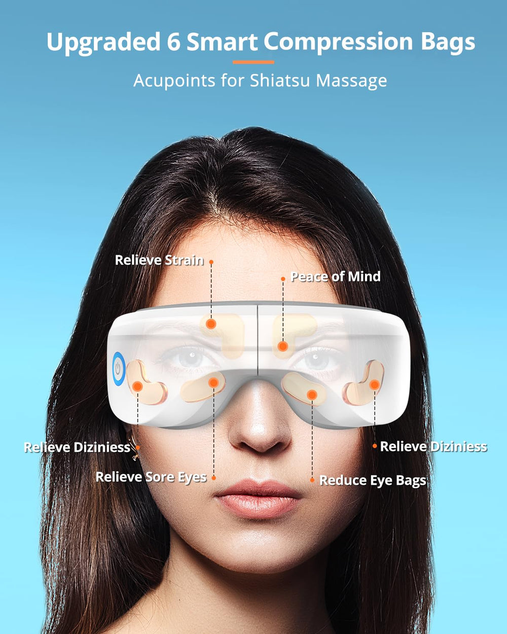 Latumab Eye Massager with adjustable headband for a comfortable fit.