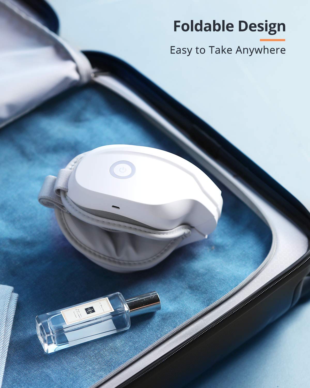 Latumab Eye Massager in a travel-ready compact case.