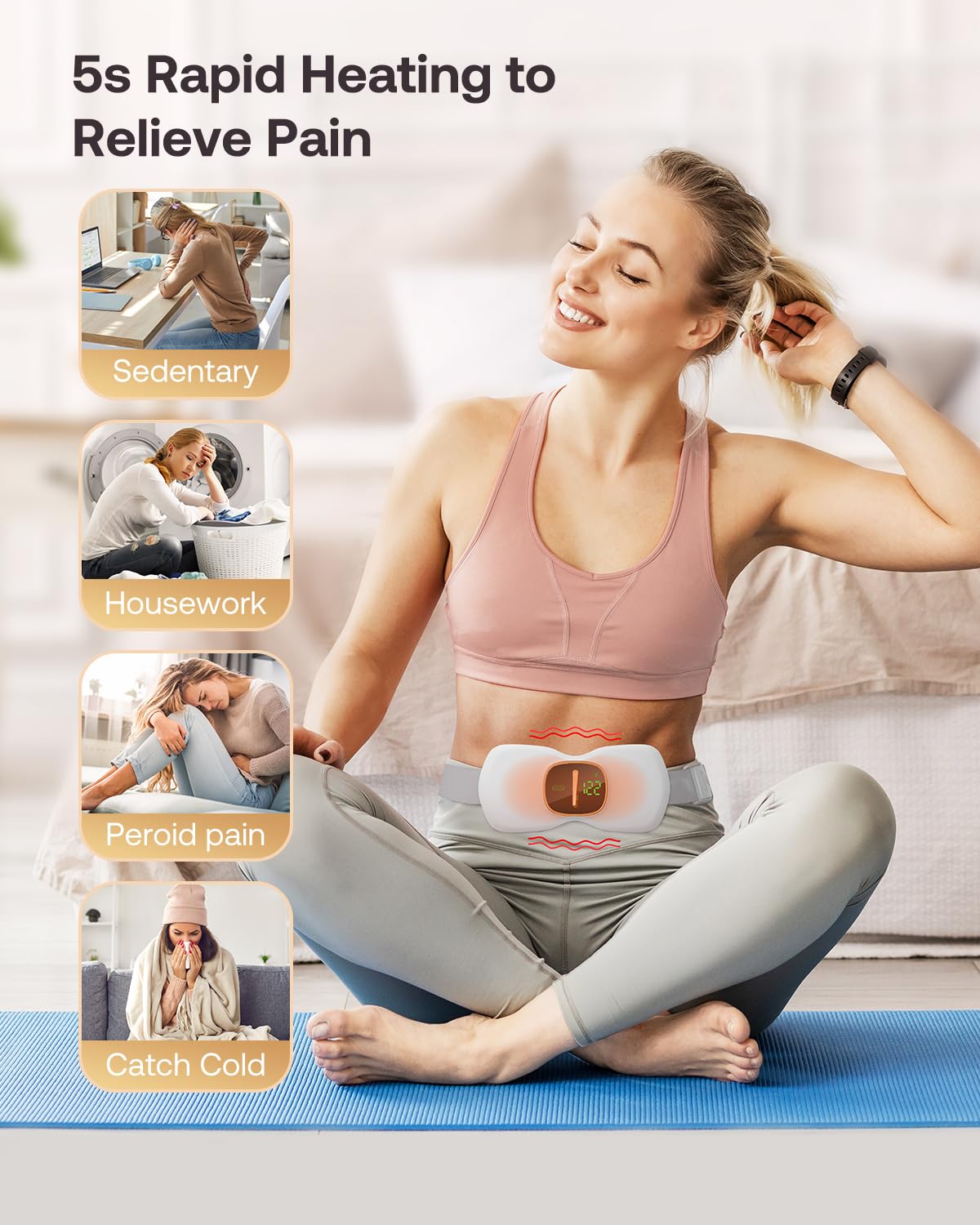 Latumab heating pad with adjustable strap fits up to 57 inches