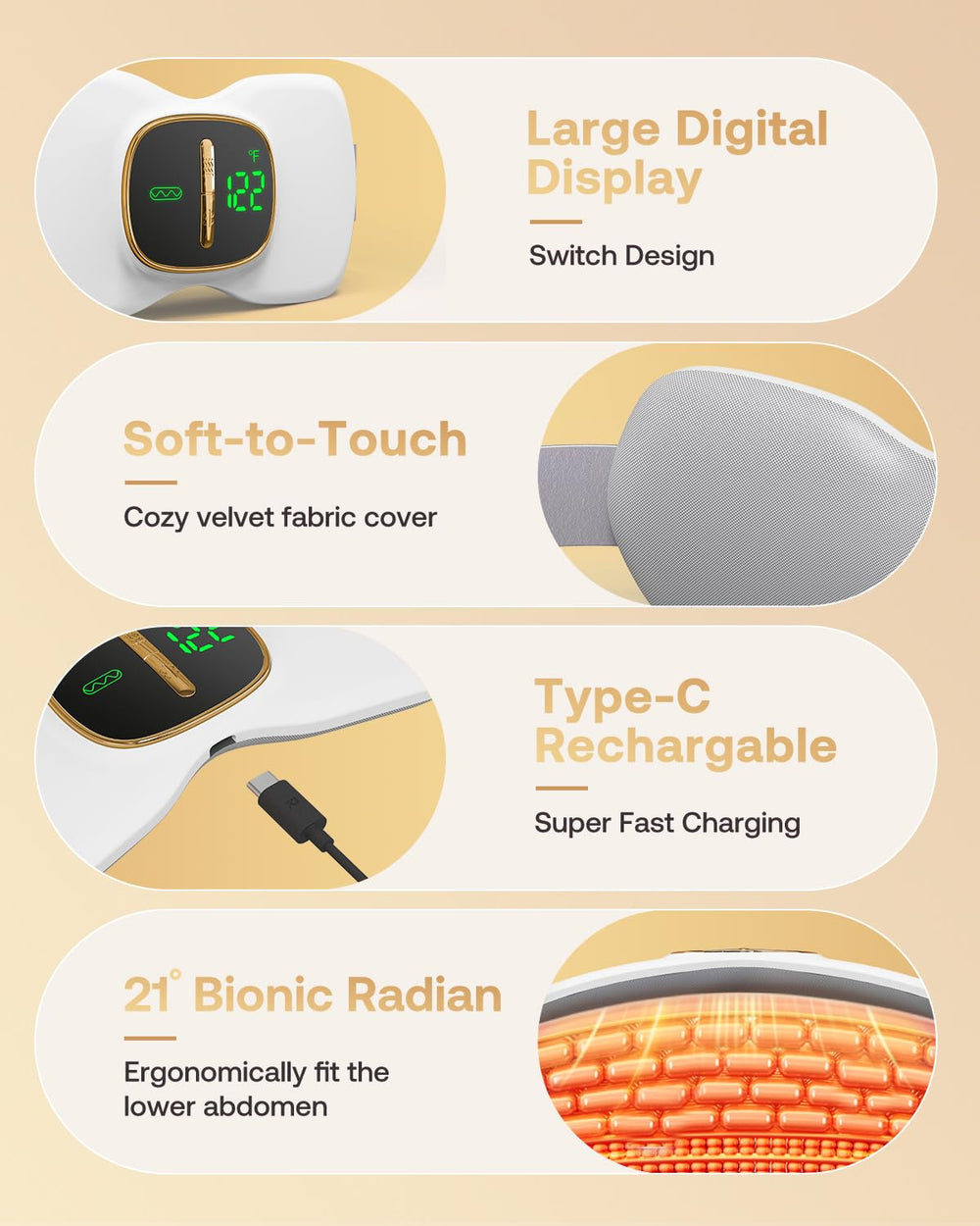 Latumab cordless USB rechargeable pad offers 3–4 hours of warmth
