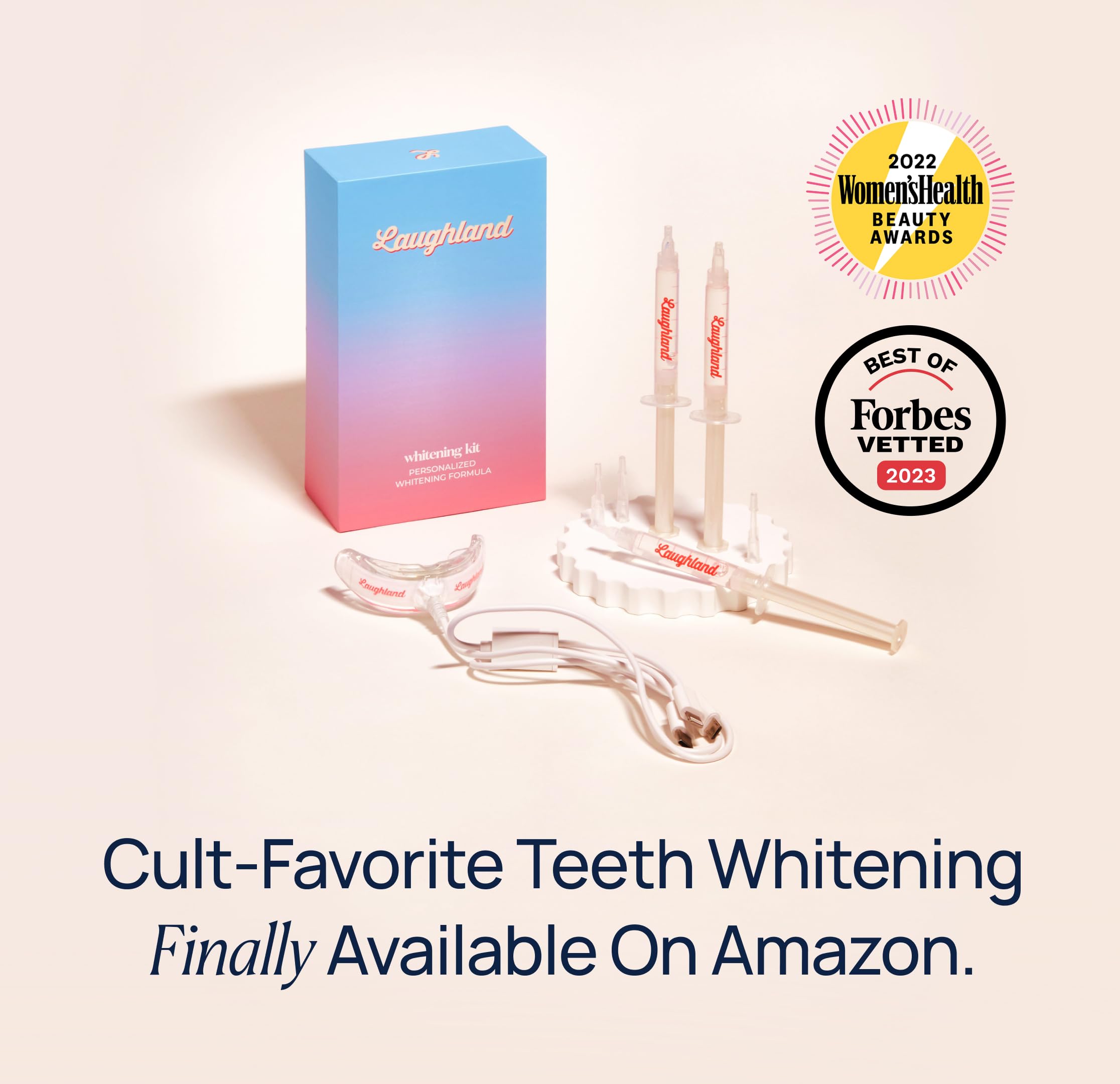 Laughland Original Teeth Whitening Kit gel syringes enable precise, mess-free applications.