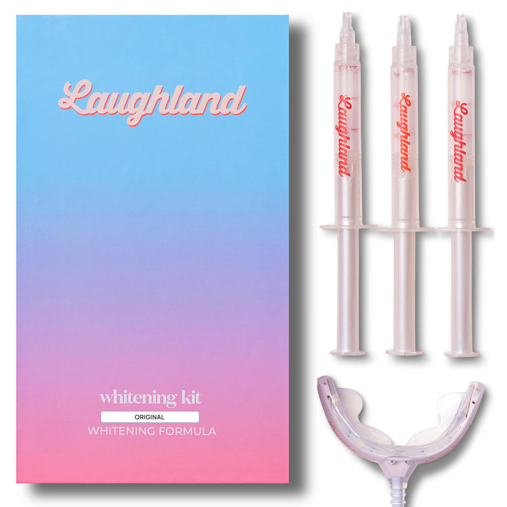 Laughland Original Teeth Whitening Kit LED mouthpiece for at-home whitening.