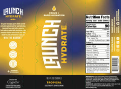 Launch Hydrate Tropical glass with drink to showcase refreshing tropical flavor.