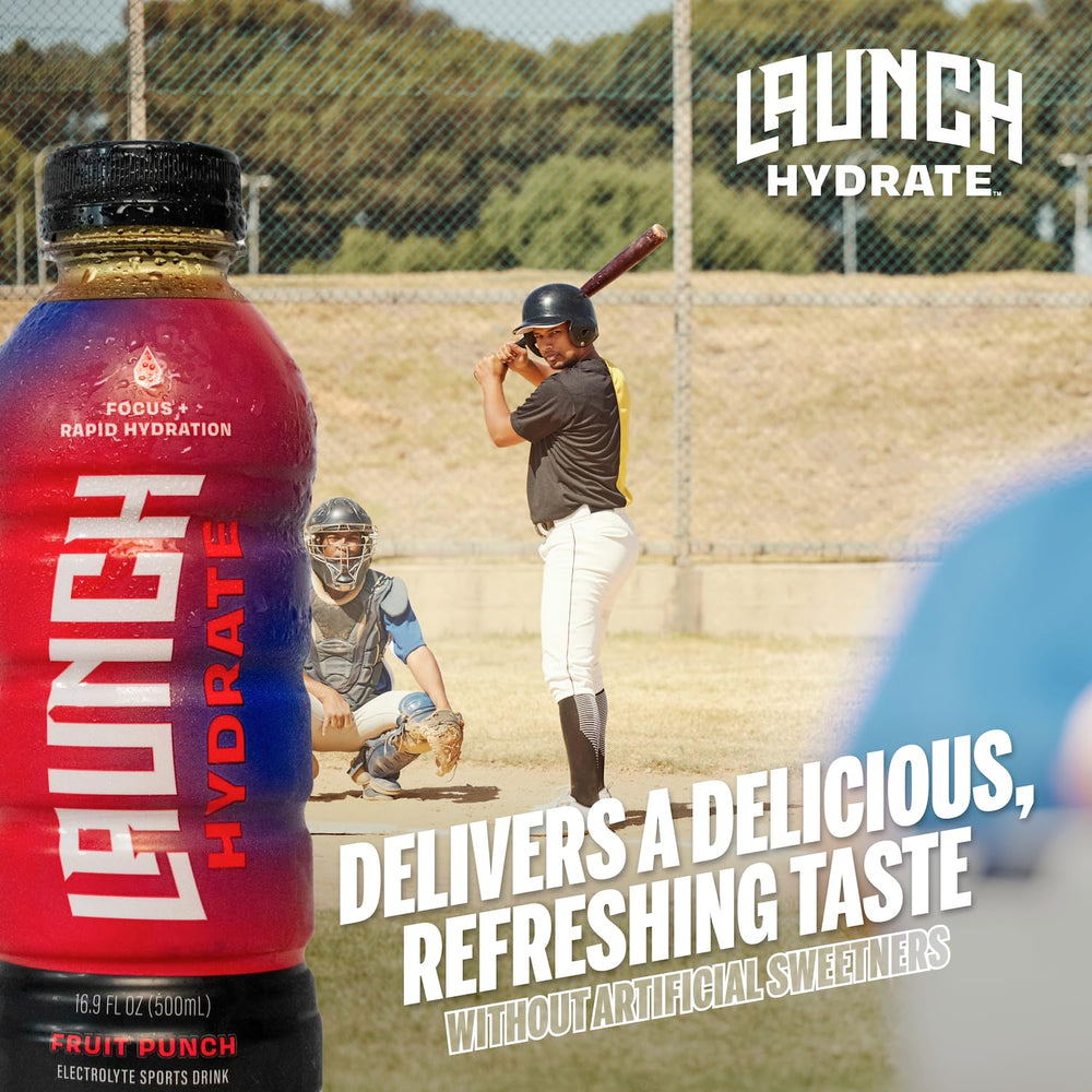 Vitamin B12 energy boost shown in Launch Hydrate product context.