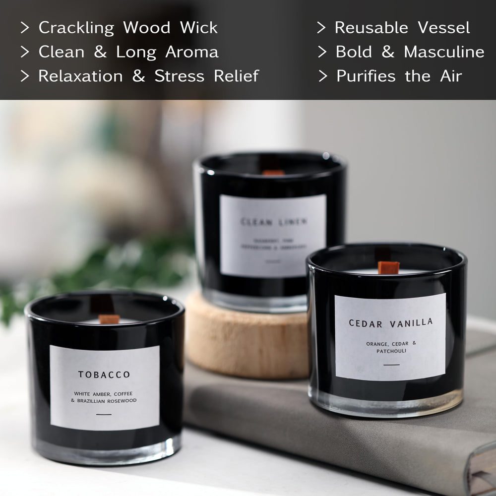 LaurGifts black candle set displayed in a premium design