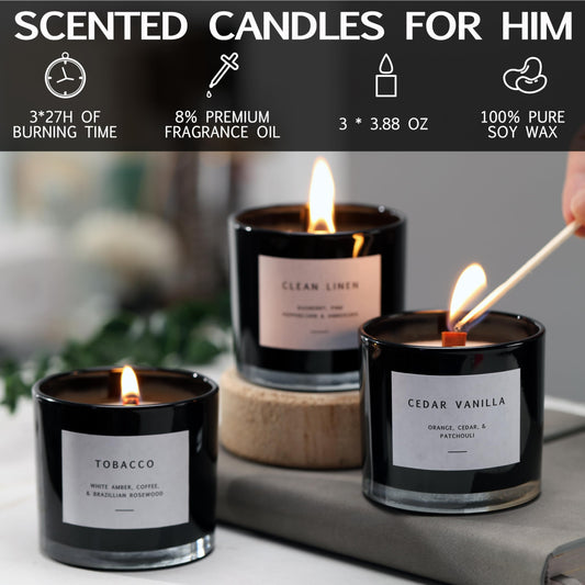 LaurGifts cedar vanilla candle delivers rich scent with woodsy notes