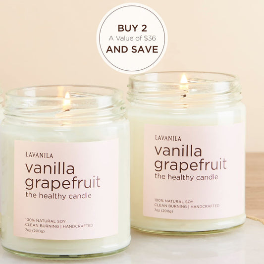 Close-up of Lavanila vanilla grapefruit candle wax reveals natural soy formula.