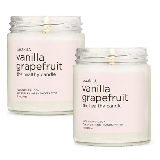 Lavanila Vanilla Grapefruit candle set pack emits a clean, inviting fragrance.