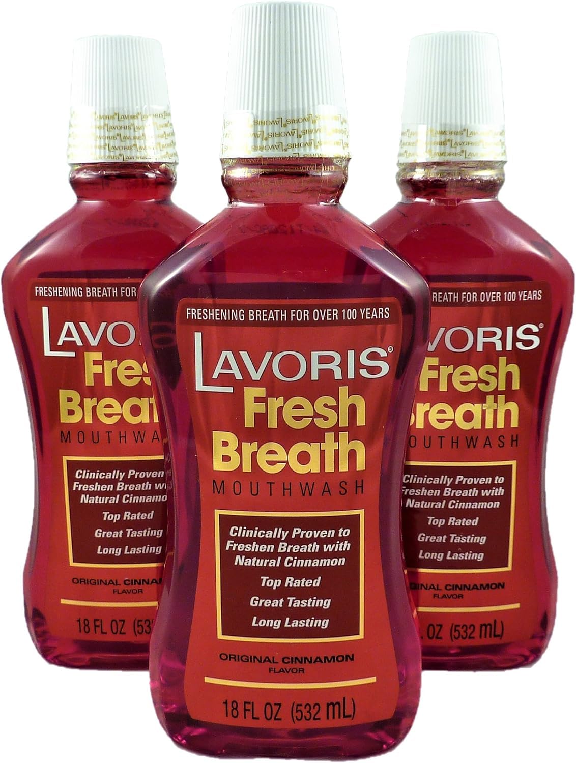 Lavoris Cinnamon Original mouthwash bottle ready for daily use and fresh breath