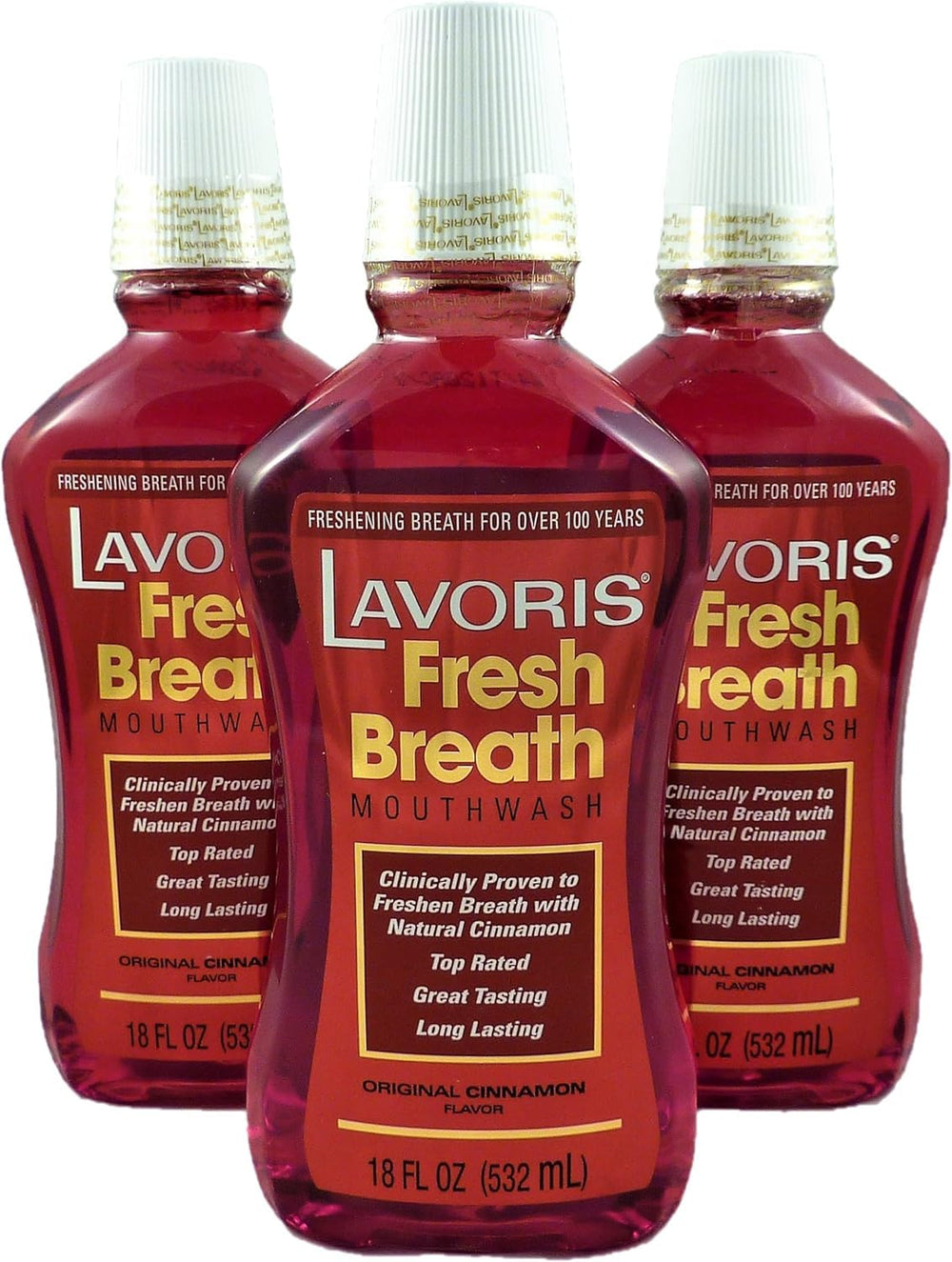 Lavoris Cinnamon Original mouthwash bottle ready for daily use and fresh breath