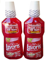 Lavoris Original Cinnamon Mouthwash bottle 2-pack for fresh breath and daily oral care.