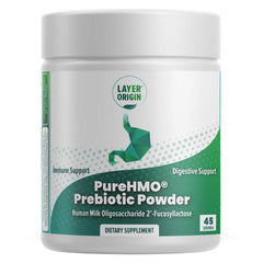 Layer Origin PureHMO jar with powder for gut health support