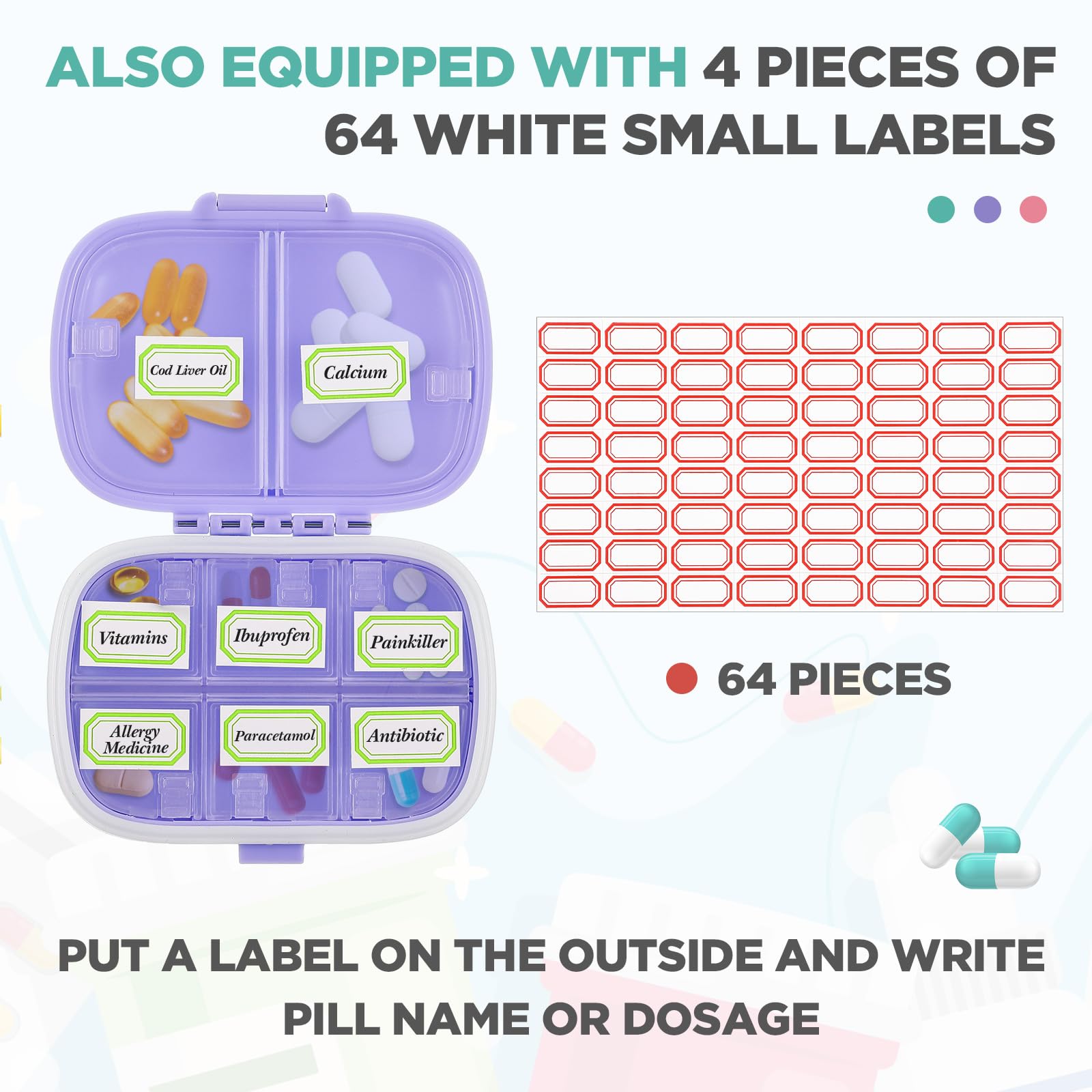 Layhit compact pill box viewed from the front, ideal for travel and pockets.