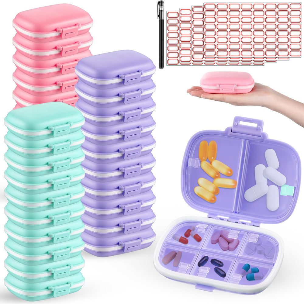 Layhit travel pill organizer with eight compartments keeps vitamins organized on the go.