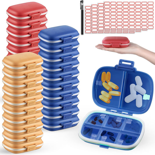 Layhit travel pill organizer in yellow with eight compartments for organized dosing on the go.