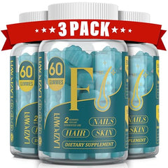 Lazpowfi Biotin Gummies bottle front with blueberry flavor for daily hair and nail support.