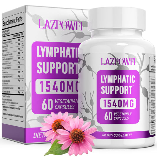 Lazpowfi lymphatic drainage bottle showcases a comprehensive herbal blend for daily wellness.