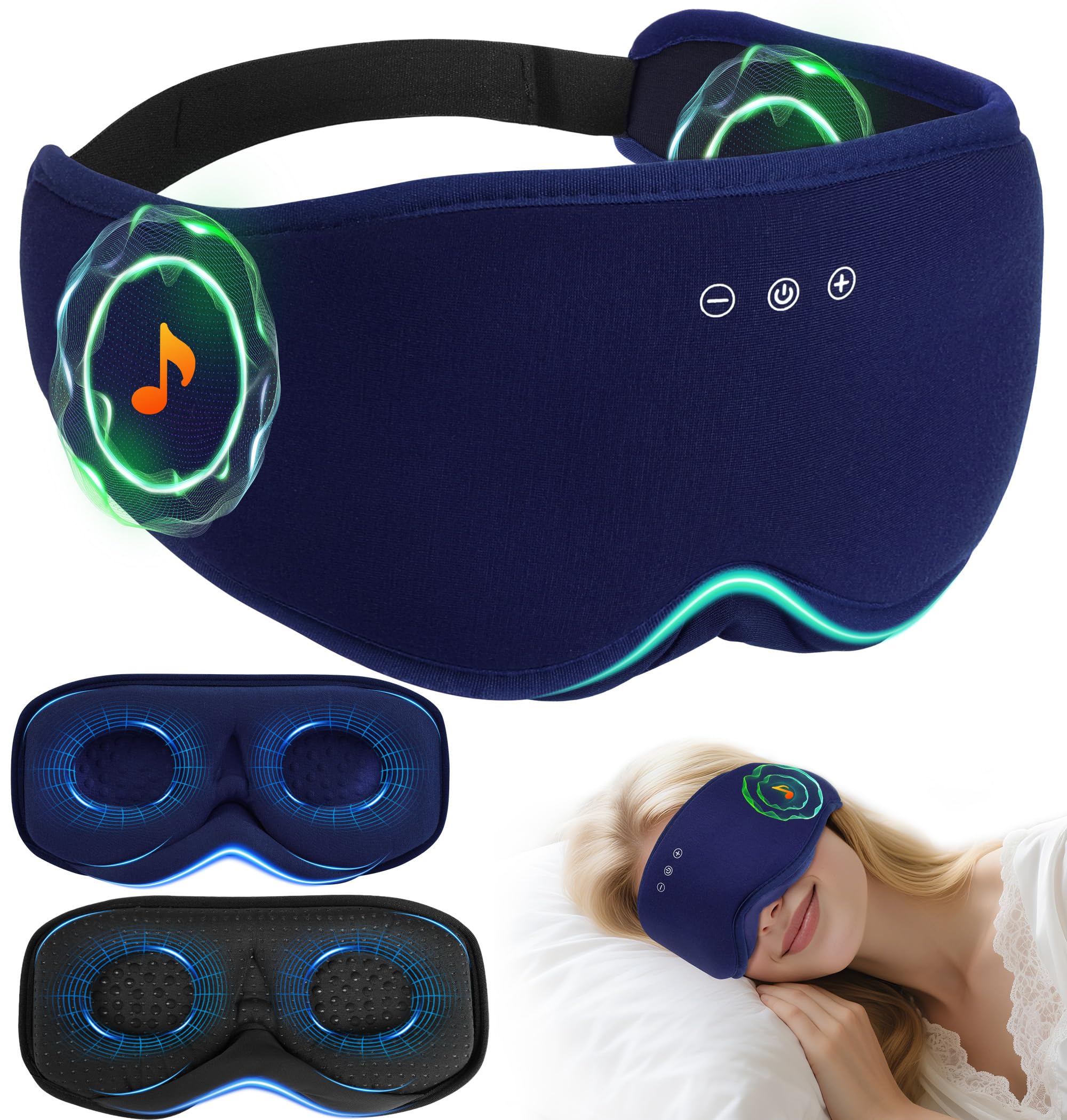 LC-dolida bamboo cotton sleep mask with Bluetooth headphones for restful nights