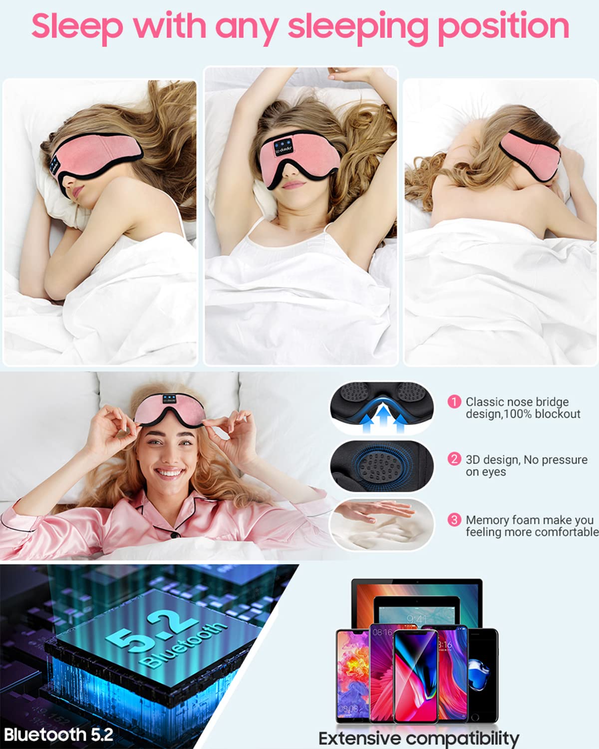 LC-dolida breathable memory foam eye mask delivers lightweight, skin-friendly comfort
