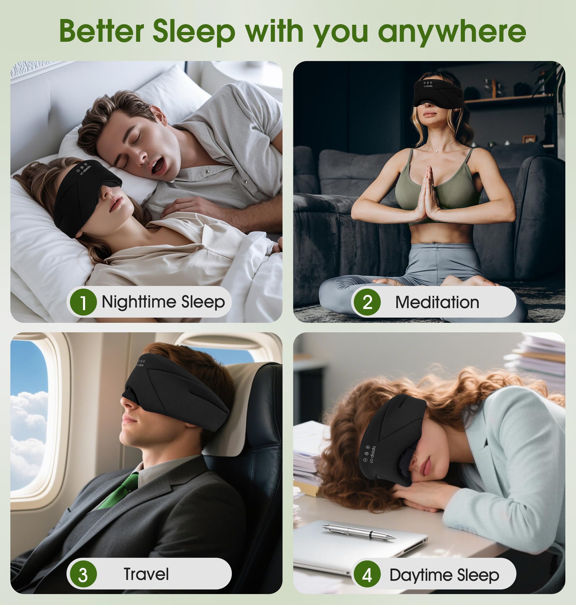 LC-dolida adjustable-strap image shows customizable fit for all head sizes