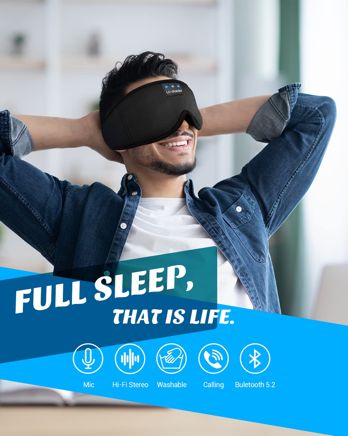 LC-dolida sleep mask shows long battery life and timer for controlled playback