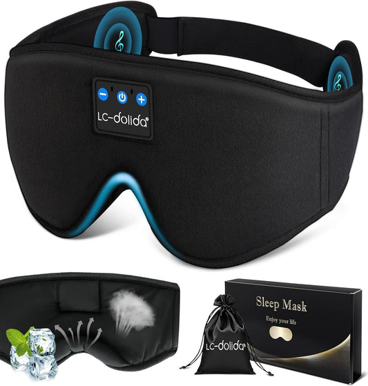 LC-dolida Sleep Mask with Bluetooth Headphones for comfortable wireless listening during rest