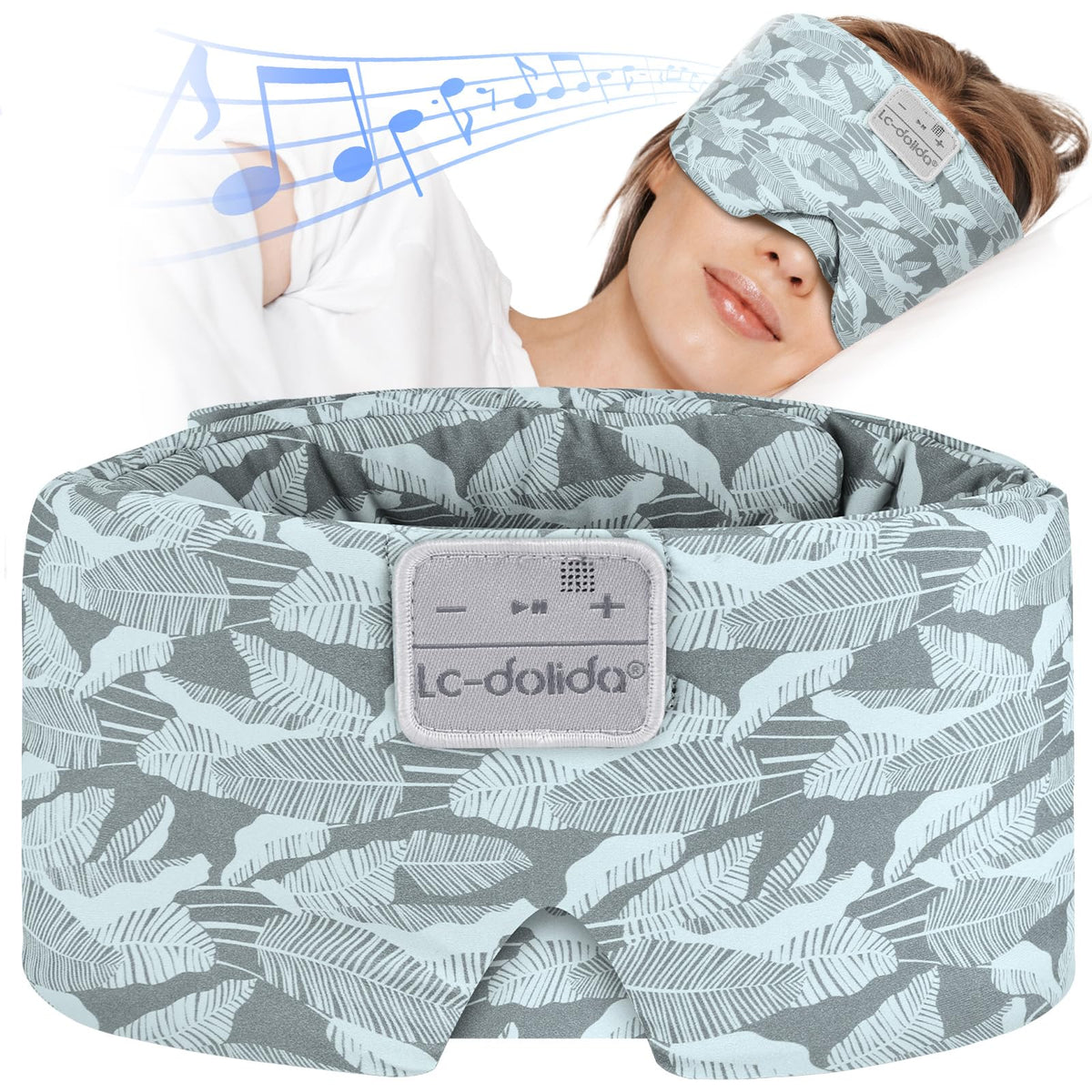 LC-dolida sleep mask with Bluetooth headphones blocks light for restful nights