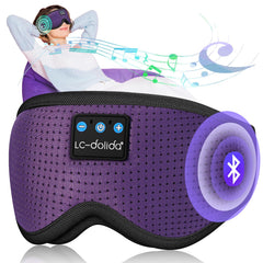LC-dolida sleep mask with Bluetooth headphones showcasing ergonomic 3D contour for side sleepers.