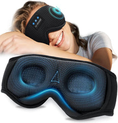 LC-dolida sleep mask with Bluetooth headphones blocks light for focused listening.
