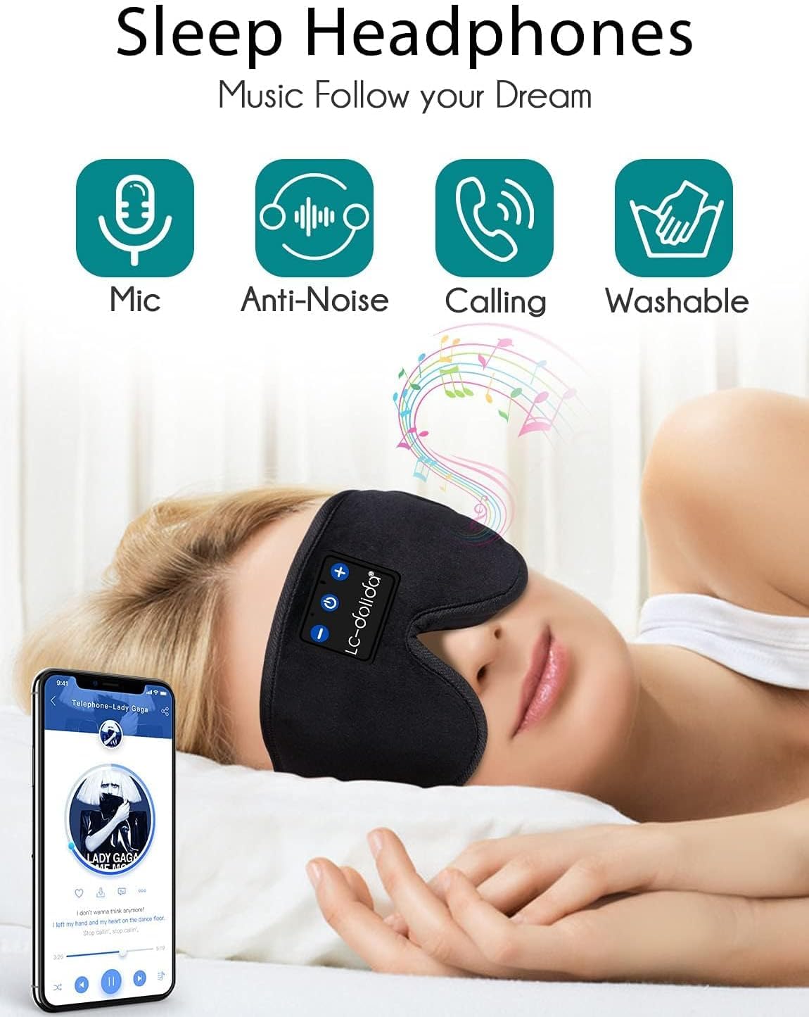 LC-dolida sleep mask delivering Bluetooth 5.4 stereo sound for clear audio