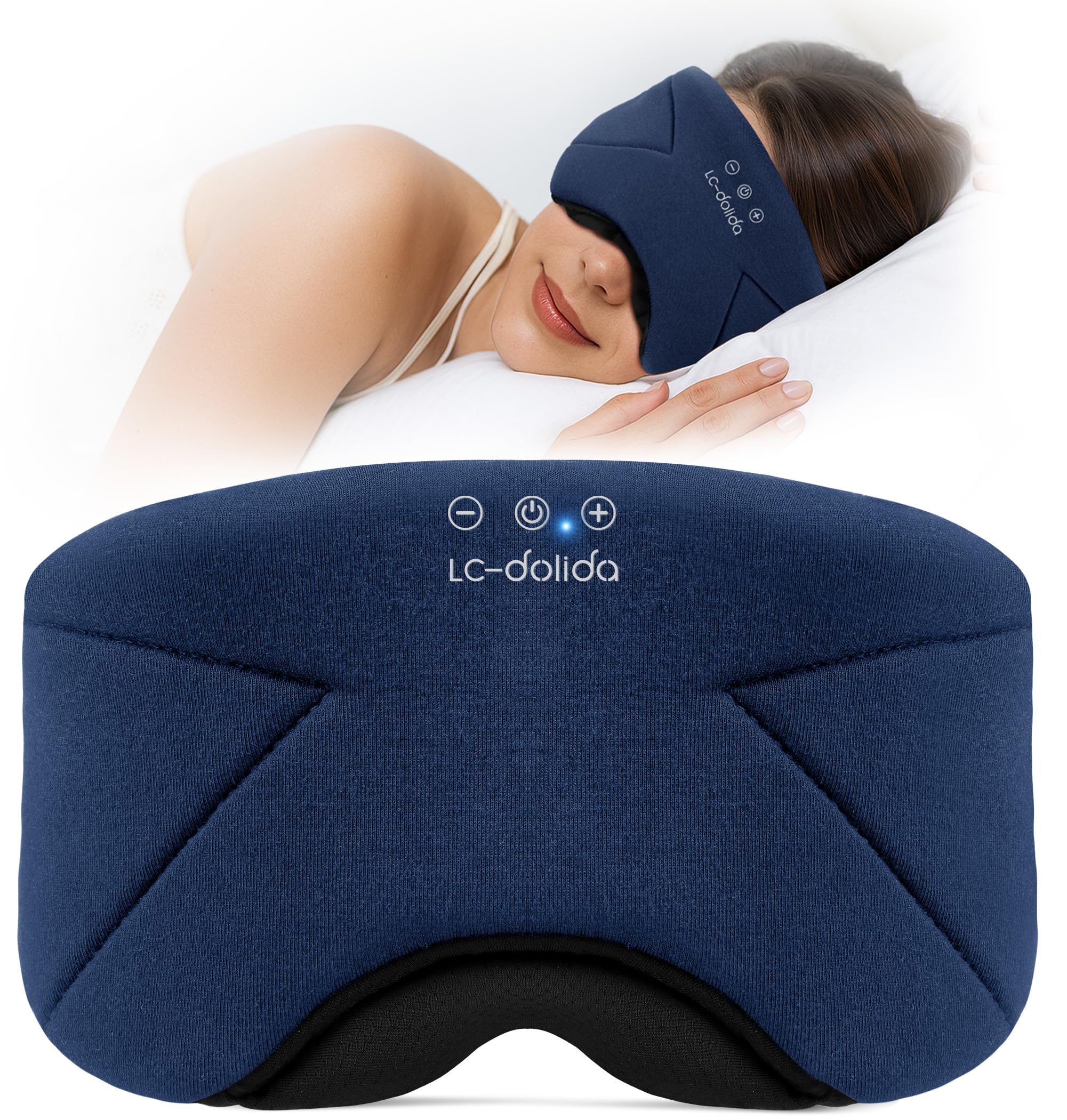 LC-dolida sleep mask with headphones shows bamboo-cotton blend for comfortable all-night wear.