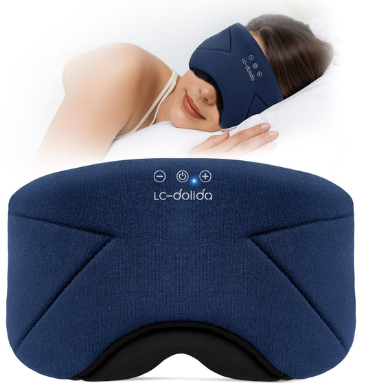 LC-dolida sleep mask with headphones shows bamboo-cotton blend for comfortable all-night wear.