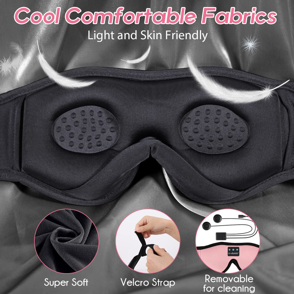 LC-dolida sleep mask with built-in headphones provides soothing music for bed