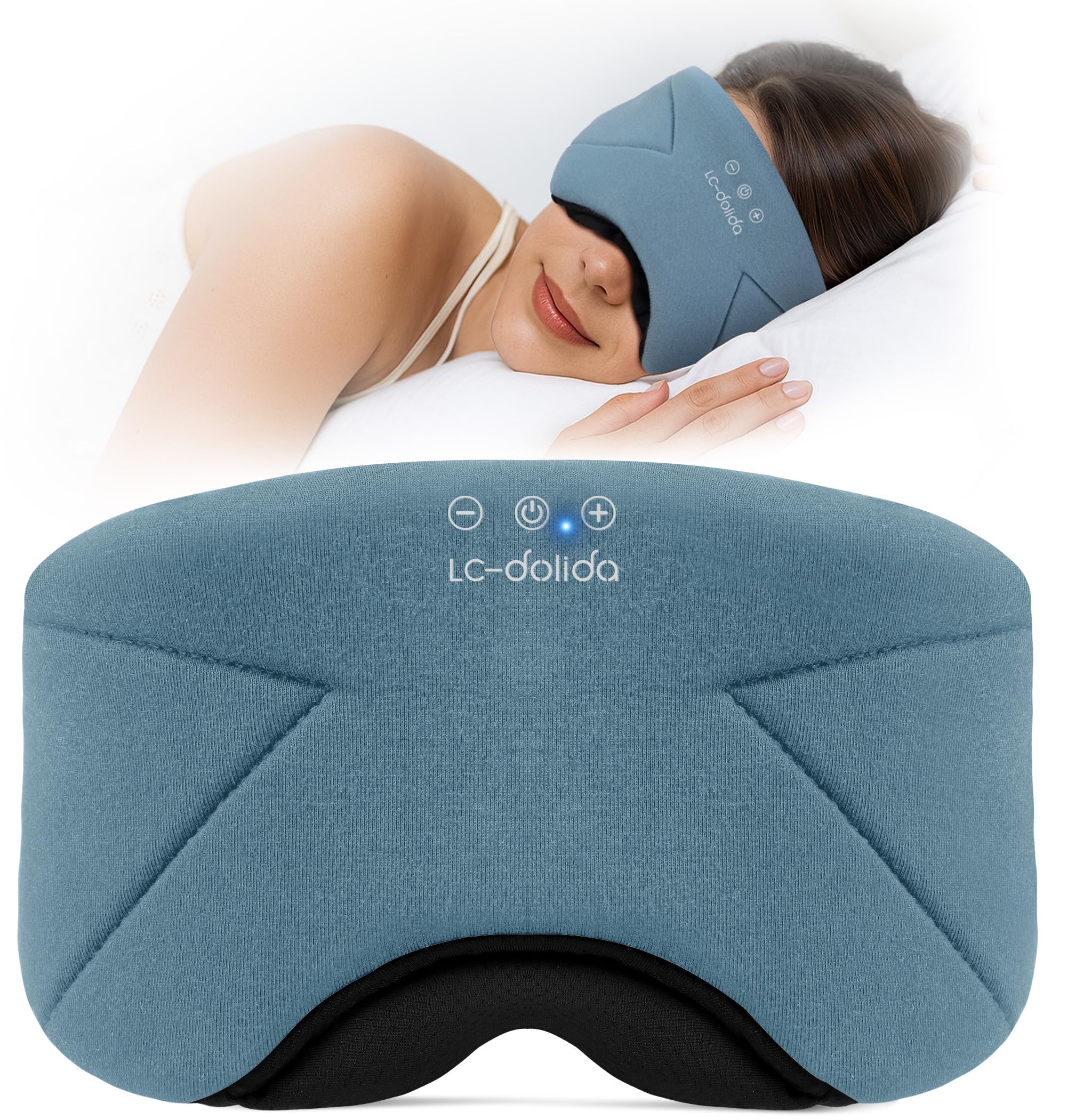 LC-dolida sleep mask with headphones shows bamboo-cotton comfort and light-blocking fit for better sleep