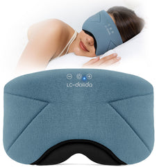 LC-dolida sleep mask with headphones shows bamboo-cotton comfort and light-blocking fit for better sleep