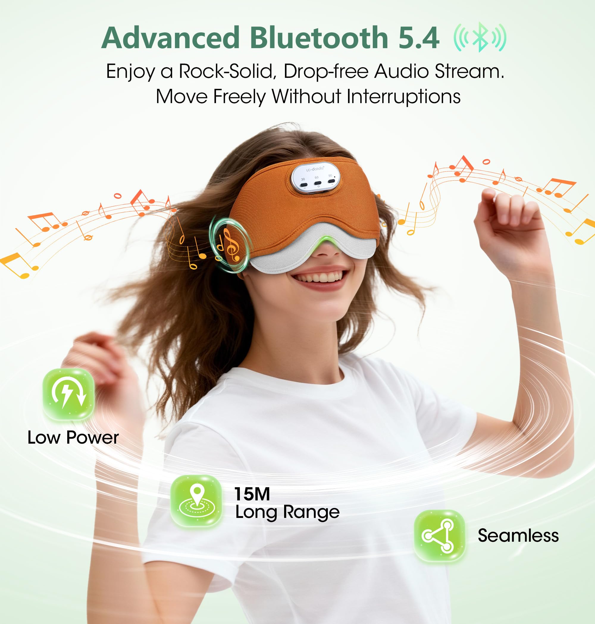 LC-dolida orange eye mask doubles as travel-friendly audio companion