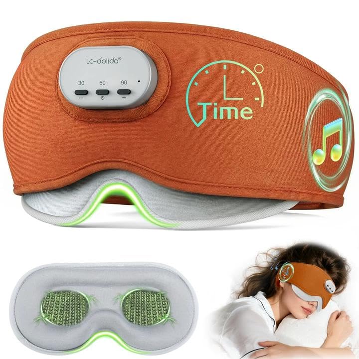 LC-dolida voice-control sleep mask in orange with hands-free music control for bedtime