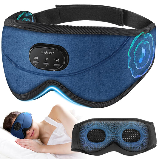 LC-dolida white noise sleep mask front view in navy for total blackout sleep.
