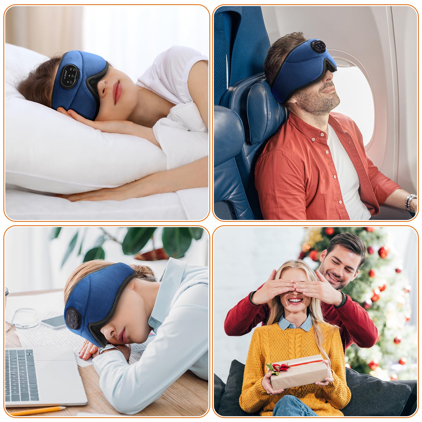 LC-dolida white noise sleep mask travel storage bag navy for on-the-go use.
