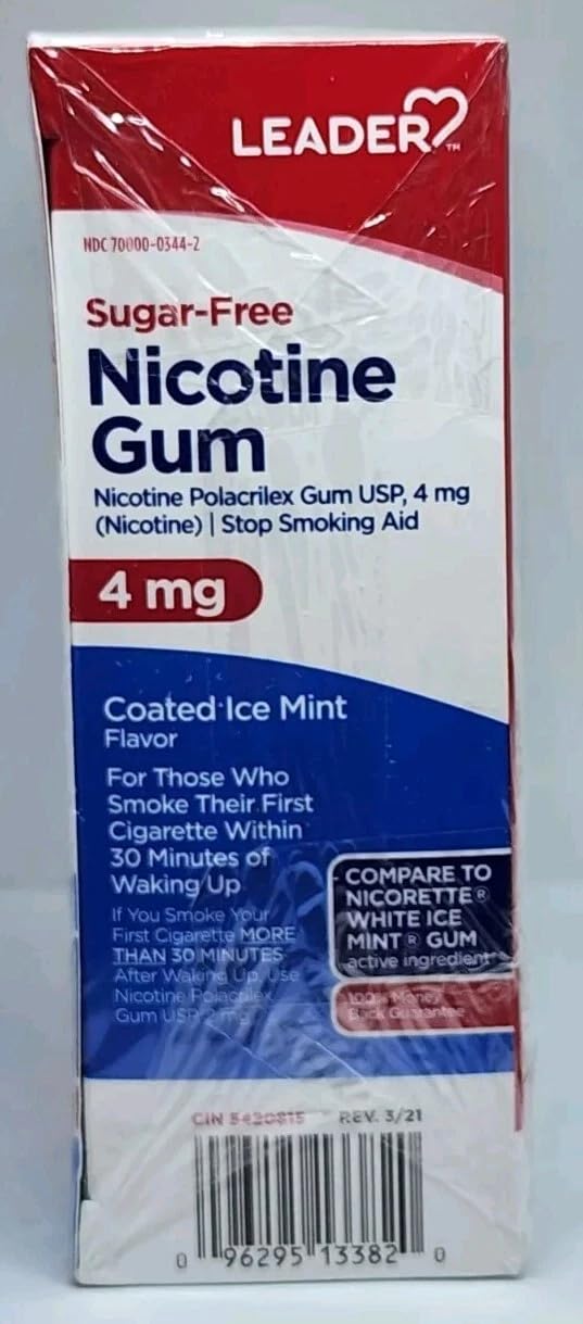 LEADER Nicotine Gum 100-count box ready for long-term quit support.
