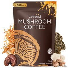 Leaead Organic Mushroom Coffee bottle pour promotes steady energy and focus.