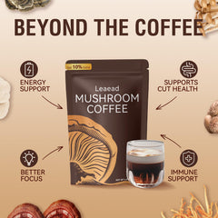 Leaead Organic Mushroom Coffee cup steam supports alertness during work.