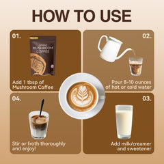 Leaead canister label highlights adaptogenic blend and premium coffee for daily balance.