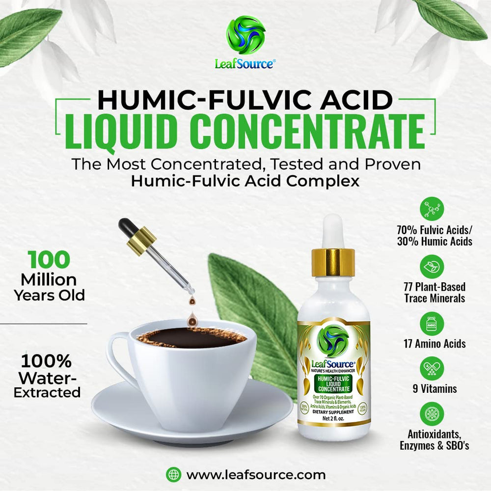 LeafSource Humic Fulvic label close-up highlighting minerals