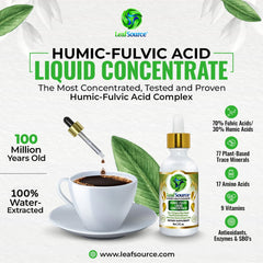 LeafSource Humic Fulvic label close-up highlighting minerals