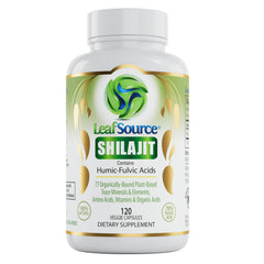 LeafSource Shilajit 120 capsules bottle supports daily energy.