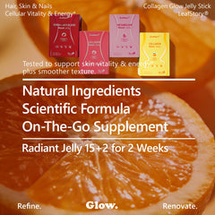 LeafStory natural ingredients icon emphasizes wholesome elements behind the Glow Jelly.