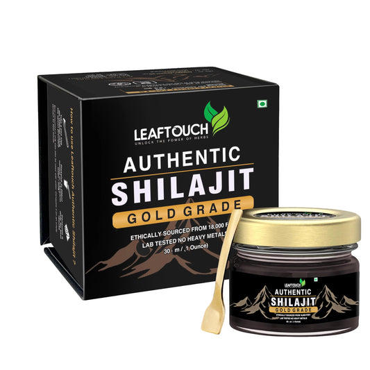 LeafTouch authentic gold-grade Shilajit resin bottle for daily use.