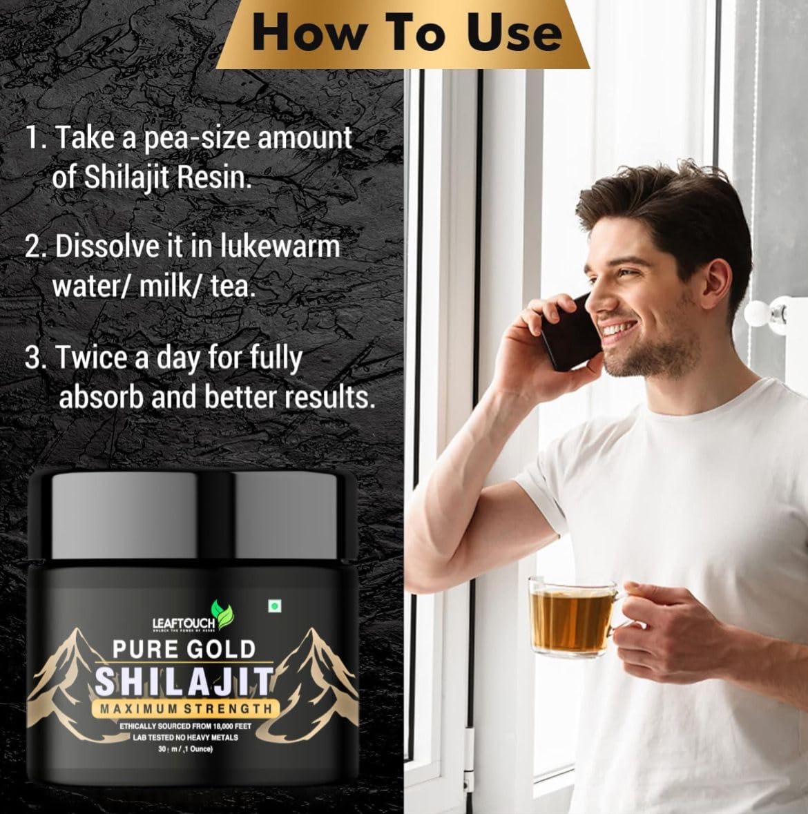 LeafTouch Shilajit Resin Himalayan-origin purity rooted in tradition.